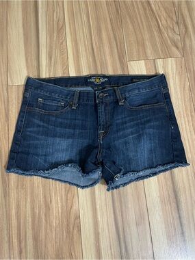 Lucky Brand Riley Short Dark Blue Frayed Hem Denim Shorts